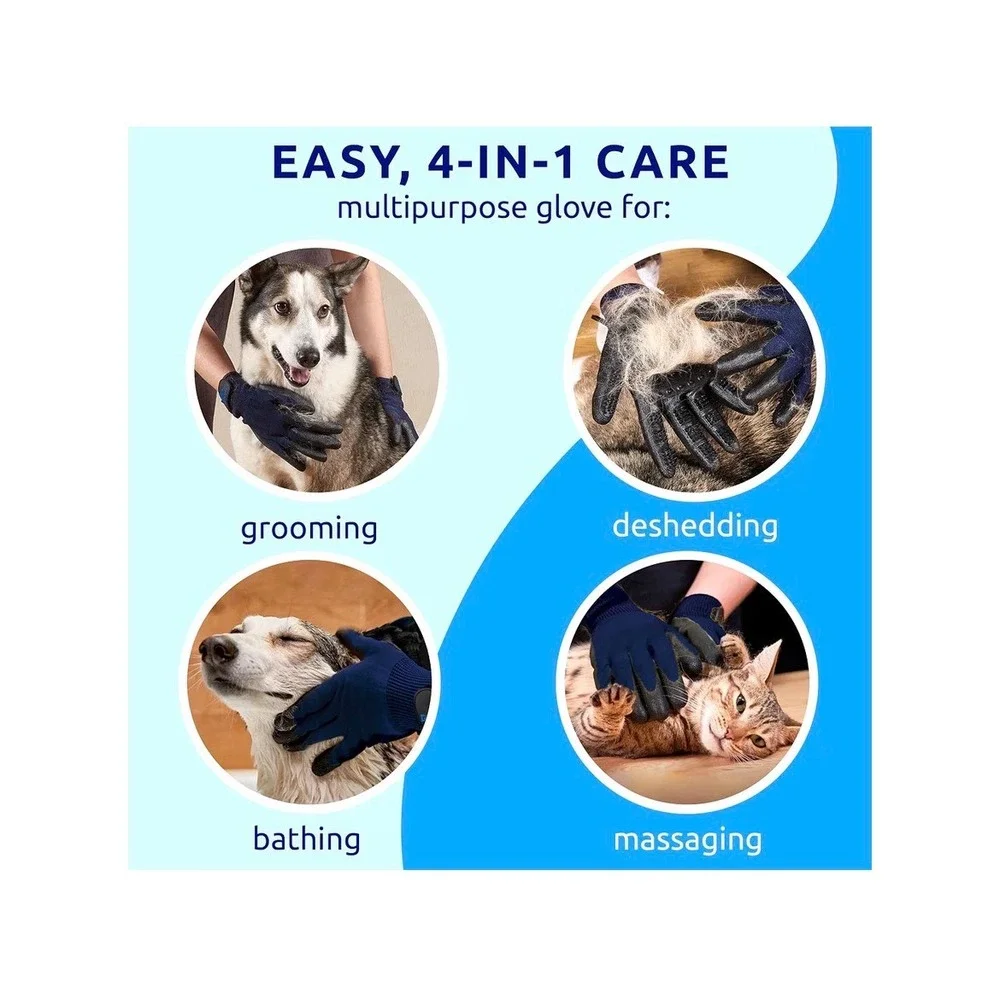 Pat Your Pet Grooming Gloves Deshedding Bathing Massage Tool Dogs Cats Horses